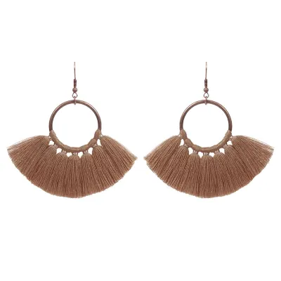 Exaggerated Colorful Tassel Geometric Alloy Earrings