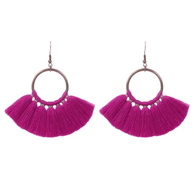 Exaggerated Colorful Tassel Geometric Alloy Earrings