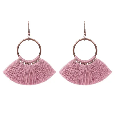 Exaggerated Colorful Tassel Geometric Alloy Earrings