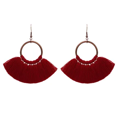 Exaggerated Colorful Tassel Geometric Alloy Earrings