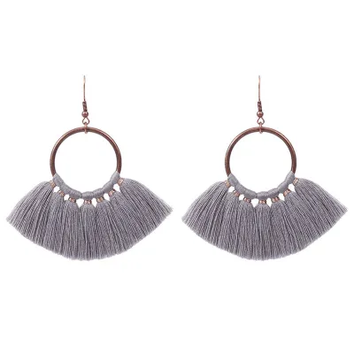Exaggerated Colorful Tassel Geometric Alloy Earrings