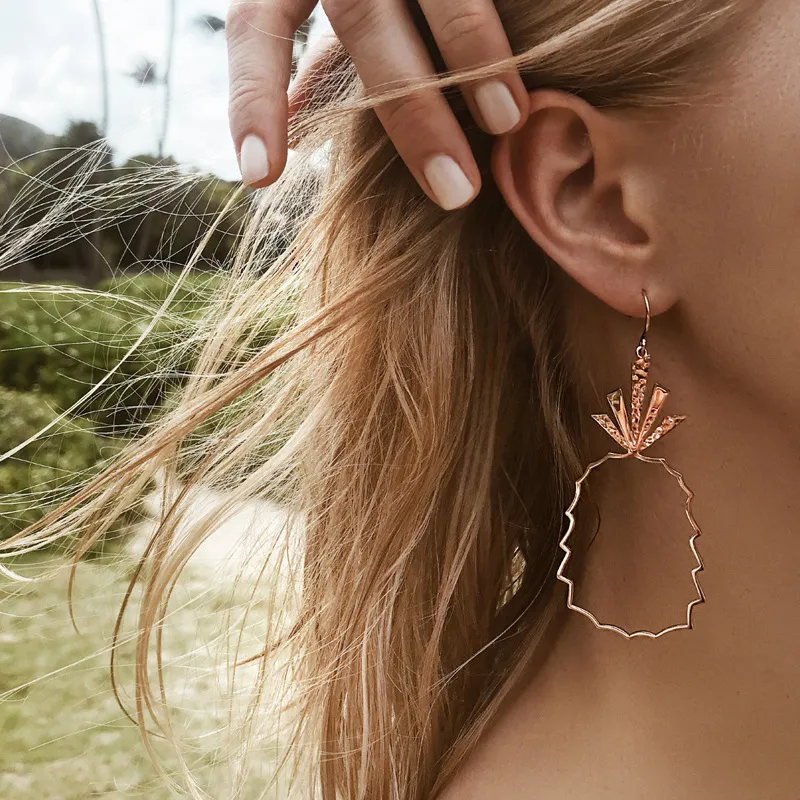 Simple Pineapple Dangle Earrings for Women Alloy Fruit Jewelry