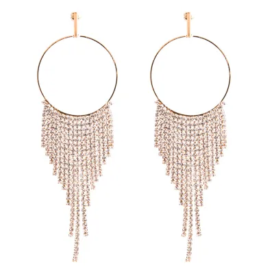 Fashion Rhinestone Tassel Earrings Geometric Alloy Women's