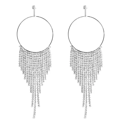 Fashion Rhinestone Tassel Earrings Geometric Alloy Women's