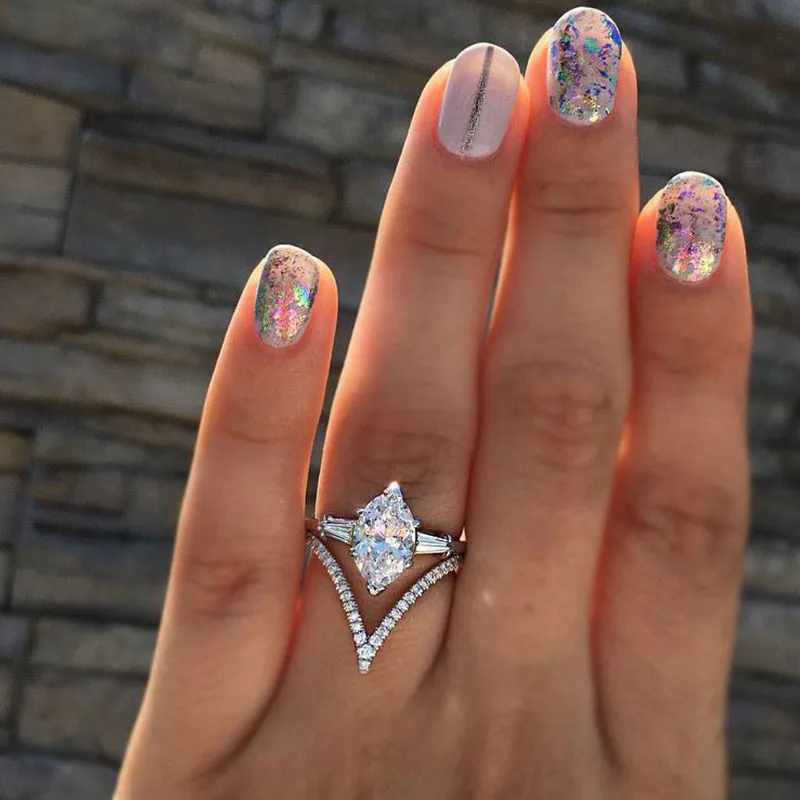 Creative V-shaped Geometric Women's Ring Alloy