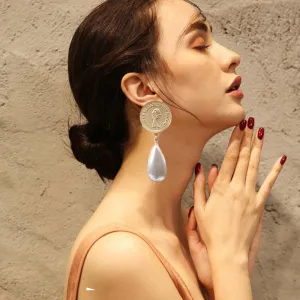 Vintage Style Pearl Decor Geometric Earrings