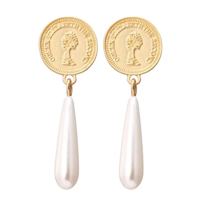 Vintage Style Pearl Decor Geometric Earrings
