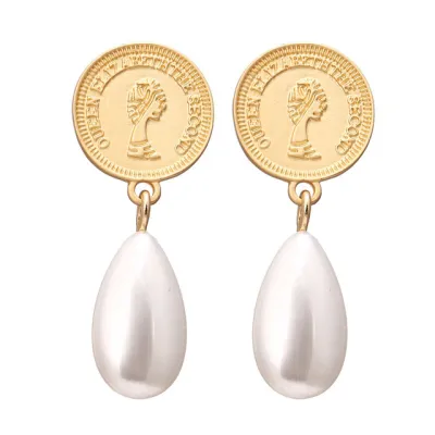 Vintage Style Pearl Decor Geometric Earrings