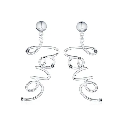 Valentine LOVE Metal Dangle Earrings - Alloy, 6.5cm Drop Length, 20g