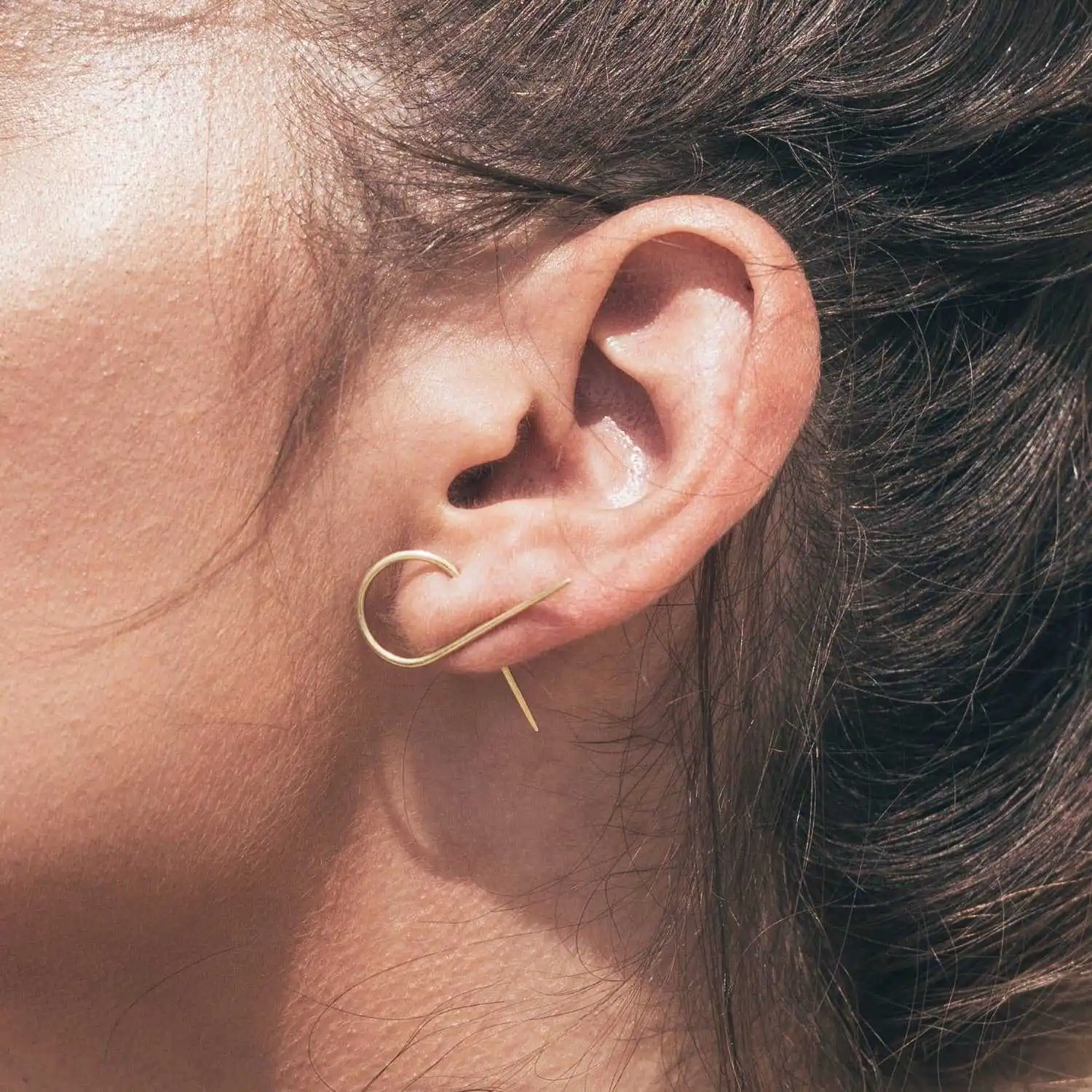 Simple Irregular Cross Fish Earrings for Women Copper