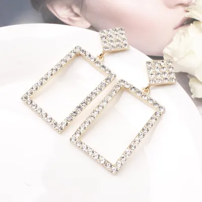 Women's Square Crystal Dangle Earrings Plastic Resin
