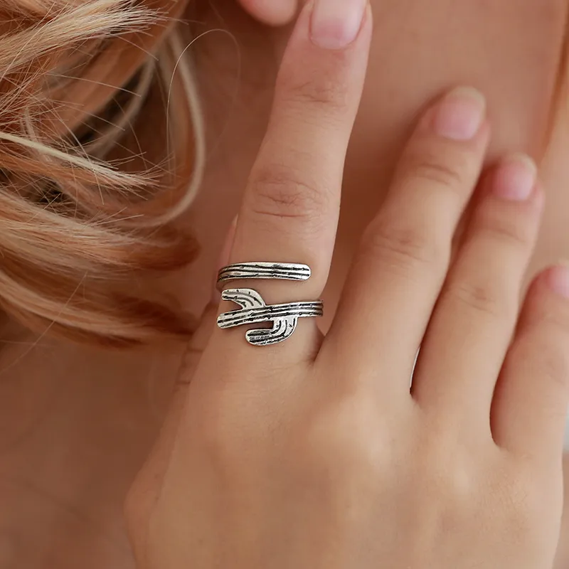 Unique Cactus Design Opening Ring Unisex