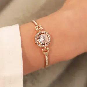 Elegant Women Classic Design Plated Brass Chain Zircon Bracelet