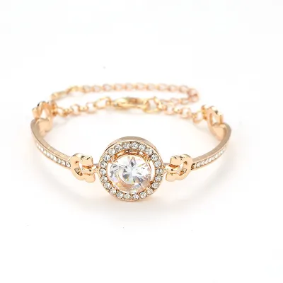 Elegant Women Classic Design Plated Brass Chain Zircon Bracelet