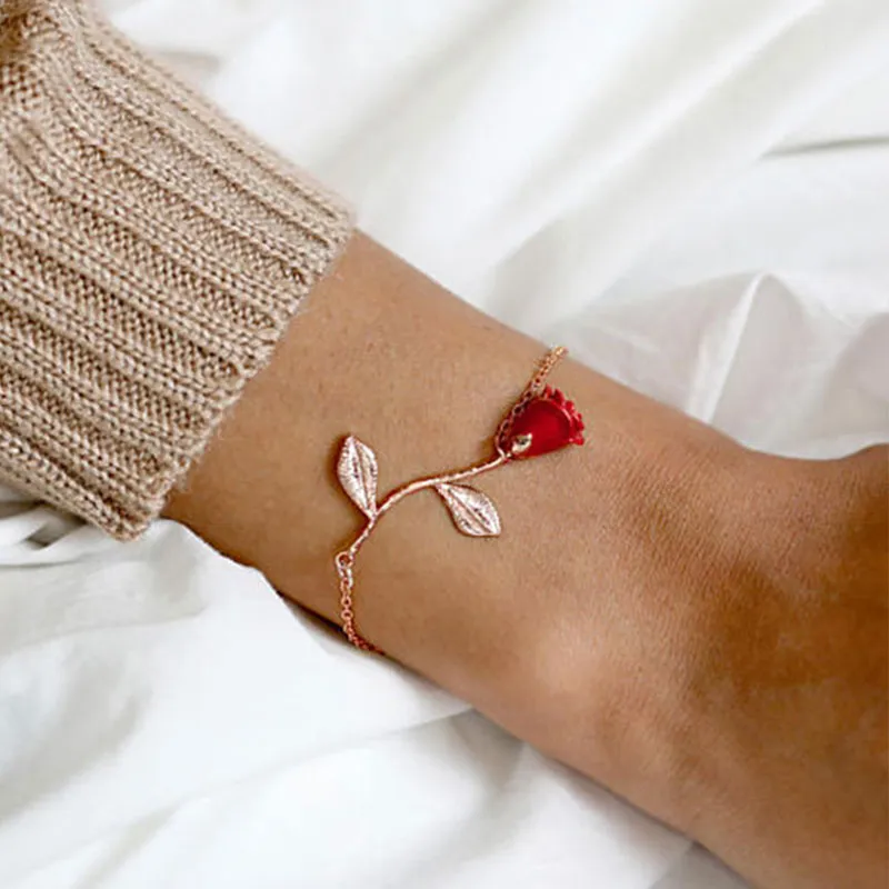 Valentine's Day Gift Rose Design Women's Alloy Bracelet