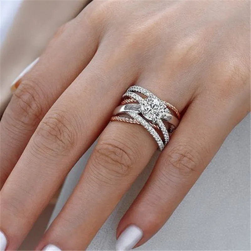 Creative Geometric Rhinestone Decor Rings for Women