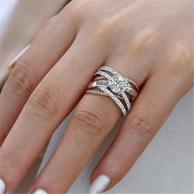 Creative Geometric Rhinestone Decor Rings for Women