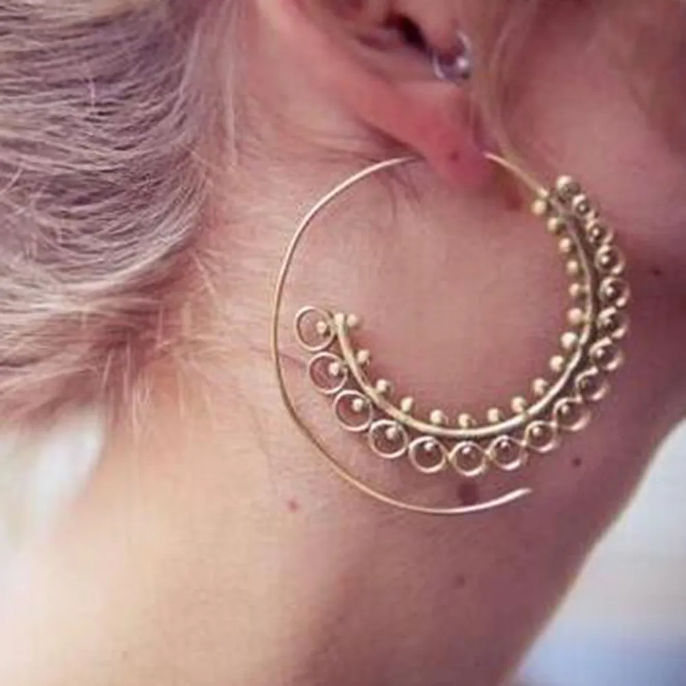 Vintage Metal Hoop Earrings For Women Geometric