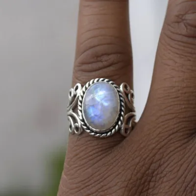 Vintage Moonstone Decor Copper Women's Ring