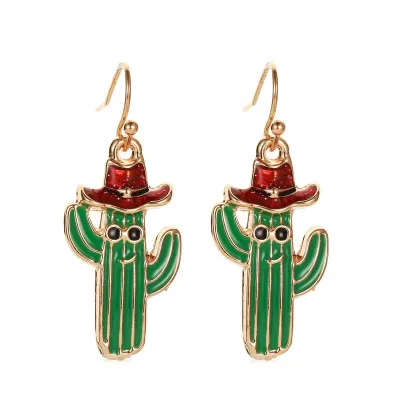 Fashion Christmas Cartoon Hook Dangle Earrings for Women Alloy