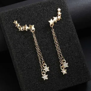 Unique Geometric Stars Design Tassel Earrings for Women
