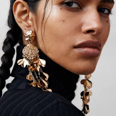 Leaf Design Metal Dangle Earrings for Women