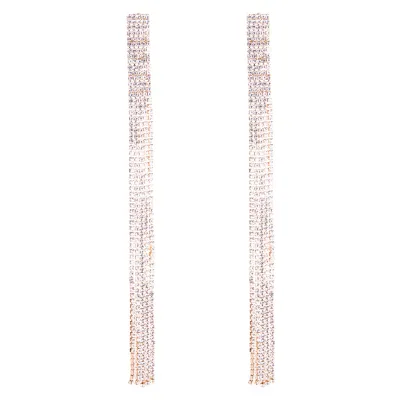 Temperament Inlaid Diamond Tassel Earrings Women's Alloy Geometric