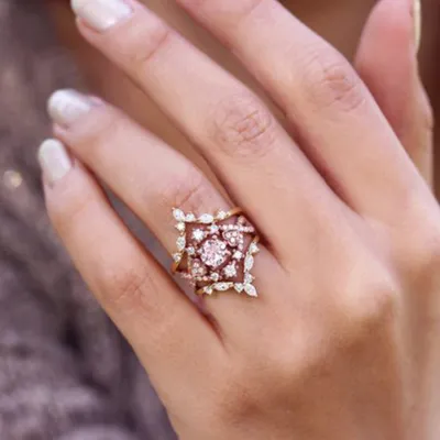 Three-Piece Rhinestone Decor Ring Set for Women