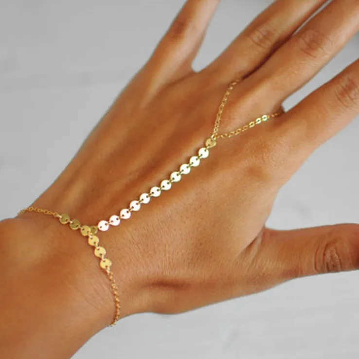 Women's Simple Sequins Decor Alloy Geometric Finger Bracelets