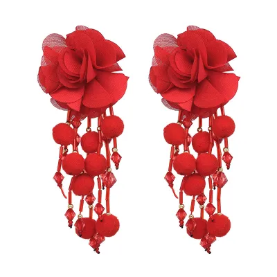 Creative Flower Design Tassel Earrings for Women