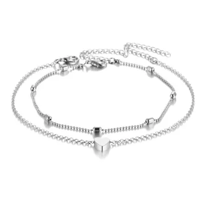 Boho Heart Decor Metal Bead Chain Anklet