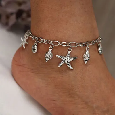 Ancient Starfish Conch Decor Beach Alloy Anklet