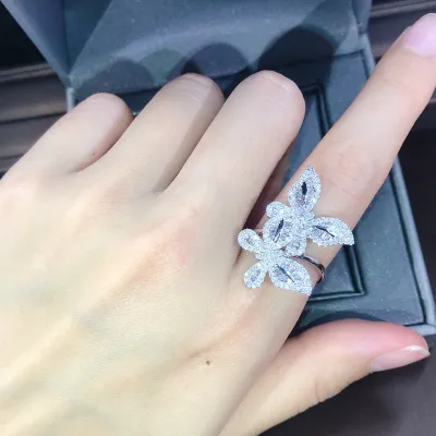 Creative Butterfly Design Full Diamond Open Rings for Women