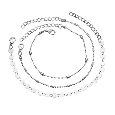 Three-Layer Beach Chain Geometric Anklet for Women