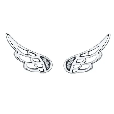 Angel Wings Design Sterling Silver Stud Earrings