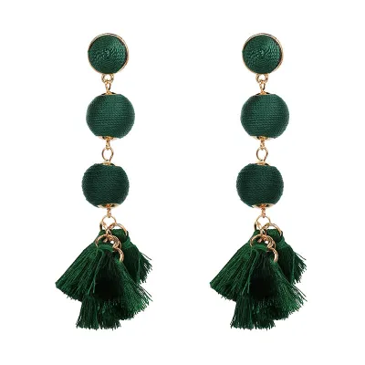 Unique Fringed Long Section Drop Earrings Women's Ethnic Wax Line Tassel