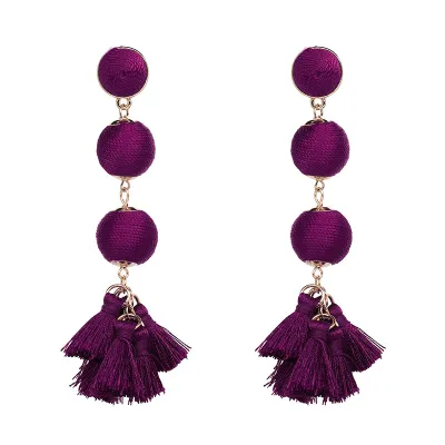 Unique Fringed Long Section Drop Earrings Women's Ethnic Wax Line Tassel