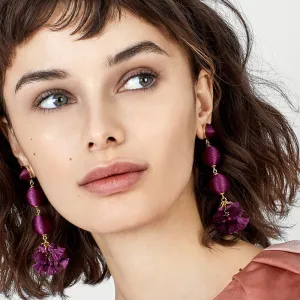 Unique Fringed Long Section Drop Earrings Women's Ethnic Wax Line Tassel