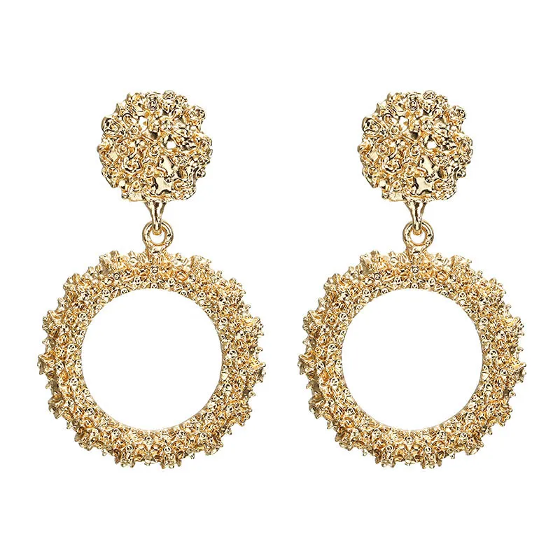 Fashion Circle Pendant Metal Dangle Earrings