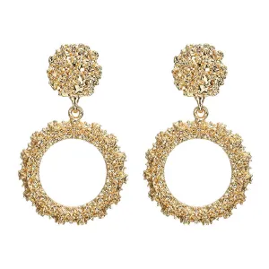 Fashion Circle Pendant Metal Dangle Earrings