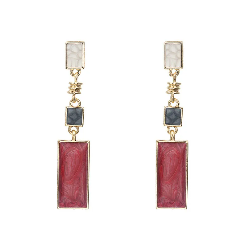 Multicolor Geometric Long Section Earrings