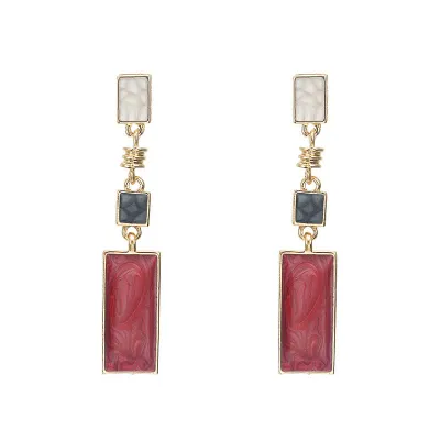 Multicolor Geometric Long Section Earrings