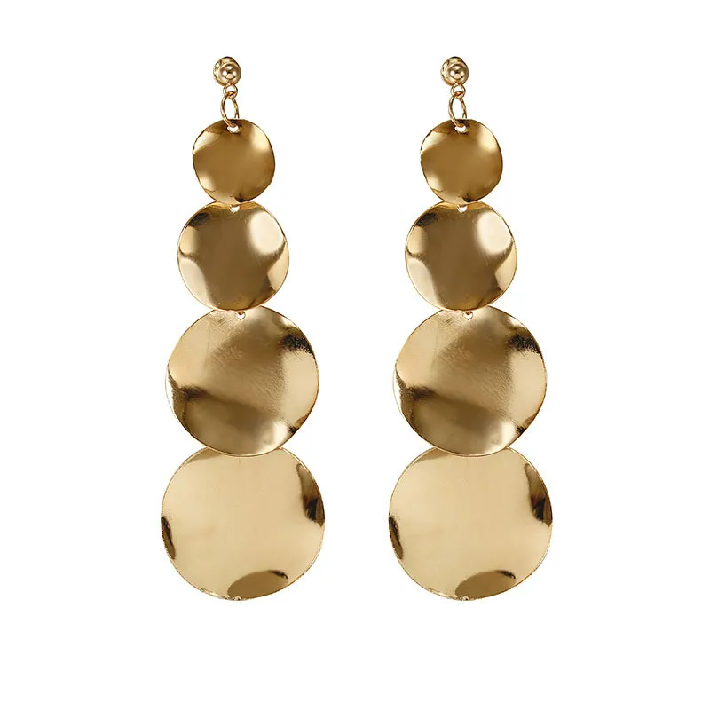 Vintage Geometric Metal Chain Design Dangle Earrings