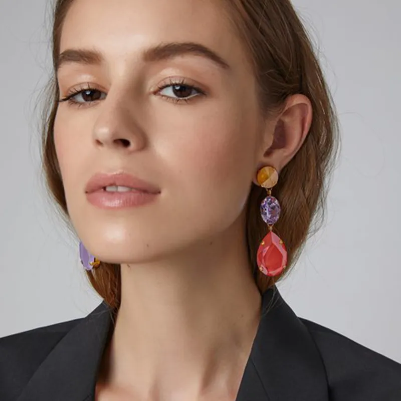 Fashion Drop Teardrop Diamond Design Dangle Earrings for Women