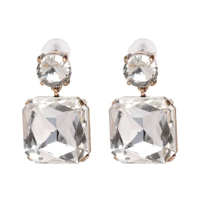 Shiny Geometric Diamond Decor Drop Earrings for Women Alloy