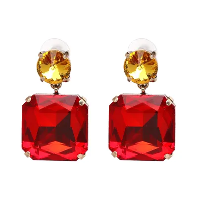 Shiny Geometric Diamond Decor Drop Earrings for Women Alloy