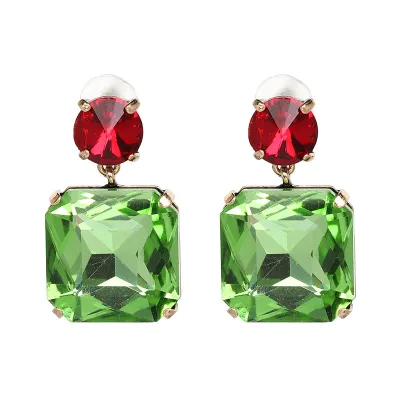 Shiny Geometric Diamond Decor Drop Earrings for Women Alloy