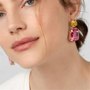 Shiny Geometric Diamond Decor Drop Earrings for Women Alloy