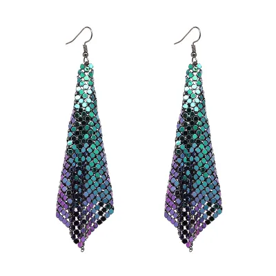 Unique Gradient Color Sequin Hook Dangle Earrings for Women