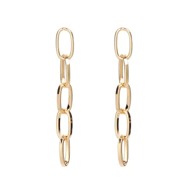 Fashion Copper Chain Geometric Dangle Earrings